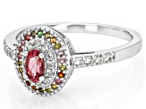 Pink Tourmaline Rhodium Over Sterling Silver Ring 0.49ctw