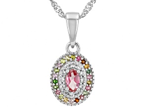 Pink Tourmaline Rhodium Over Sterling Silver Pendant With Chain 0.36ctw