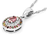 Pink Tourmaline Rhodium Over Sterling Silver Pendant With Chain 0.36ctw