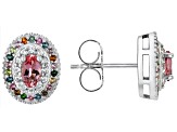 Pink Tourmaline Rhodium Over Silver Stud Earrings 2.00ctw