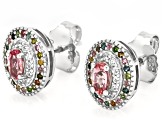 Pink Tourmaline Rhodium Over Silver Stud Earrings 2.00ctw