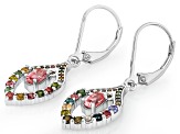 Pink Tourmaline Rhodium Over Silver Dangle Earrings 1.14ctw