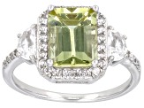 Canary Apatite Rhodium Over Sterling Silver Ring 3.78ctw