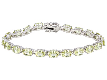 Picture of Canary Apatite Rhodium Over Sterling Silver Dangle Tennis Bracelet 18.32ctw
