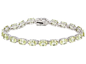 Canary Apatite Rhodium Over Sterling Silver Dangle Tennis Bracelet 18.32ctw