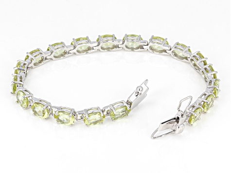 Canary Apatite Rhodium Over Sterling Silver Dangle Tennis Bracelet 18.32ctw