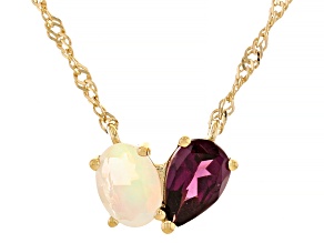 Rhodolite With Ethiopian Opal 18k Yellow Gold Over Sterling Silver Necklace 1.26ctw