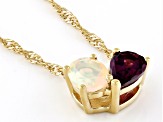 Rhodolite With Ethiopian Opal 18k Yellow Gold Over Sterling Silver Necklace 1.26ctw