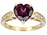 Grape Color Garnet With White Zircon 10k Yellow Gold Ring 2.49ctw