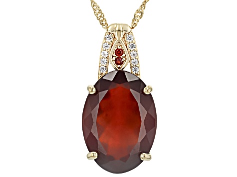 Hessonite With White Zircon 18k Yellow Gold Over Sterling Silver Pendant With Chain 11.91ctw