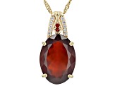 Hessonite With White Zircon 18k Yellow Gold Over Sterling Silver Pendant With Chain 11.91ctw