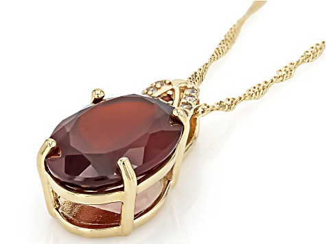 Hessonite With White Zircon 18k Yellow Gold Over Sterling Silver Pendant With Chain 11.91ctw