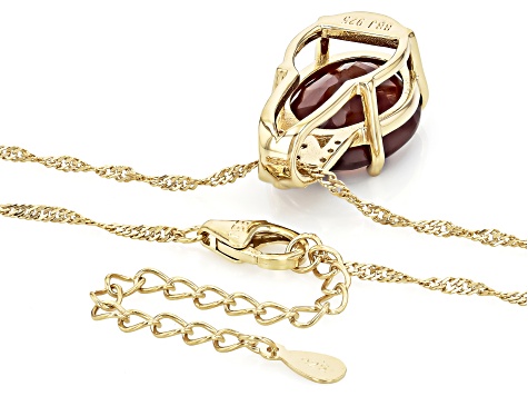 Hessonite With White Zircon 18k Yellow Gold Over Sterling Silver Pendant With Chain 11.91ctw