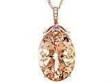 Peach Morganite With Sapphire With Diamond 14k Rose Gold Pendant With Chain 20.06ctw