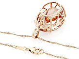 Peach Morganite With Sapphire With Diamond 14k Rose Gold Pendant With Chain 20.06ctw