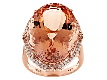 Picture of Peach Morganite With White Diamond 14k Rose Gold Ring 20.21ctw
