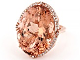Peach Morganite With White Diamond 14k Rose Gold Ring 20.21ctw