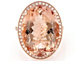 Peach Morganite With White Diamond 14k Rose Gold Ring 20.27ctw