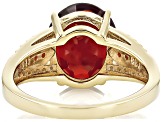 Hessonite With White Zircon & Garnet 18k Yellow Gold Over Sterling Silver Ring 4.74ctw