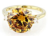 Cognac Strontium Titanate And Moissanite 18k Yellow Gold Over Sterling Silver Ring 0.09ctw