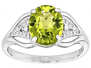 Green Peridot Rhodium Over Sterling Silver Ring 2.65ctw