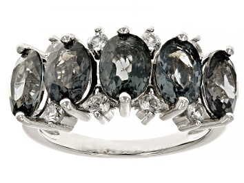 Picture of Platinum Spinel Rhodium Over Sterling Silver Ring 4.31ctw
