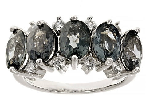 Platinum Spinel Rhodium Over Sterling Silver Ring 4.31ctw