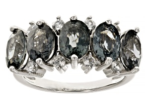 Platinum Spinel Rhodium Over Sterling Silver Ring 4.31ctw