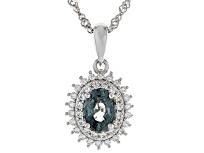 Platinum Spinel Rhodium Over Sterling Silver Pendant with Chain 1.13ctw