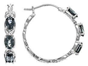 Platinum Spinel Rhodium Over Sterling Silver Hoop Earrings 2.55ctw