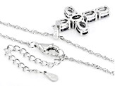 Platinum Spinel Rhodium Over Sterling Silver Cross Pendant with Chain 2.55ctw