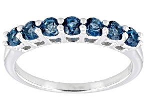 London Blue Topaz Rhodium Over Sterling Silver Band Ring 0.83ctw