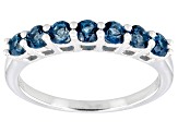 London Blue Topaz Rhodium Over Sterling Silver Band Ring 0.83ctw