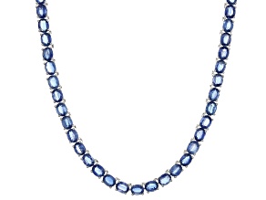 Blue Kyanite Rhodium Over Sterling Silver Necklace 35.50ctw