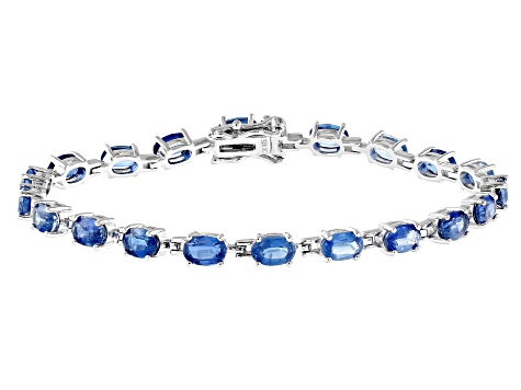 Blue Kyanite Rhodium Over Sterling Silver Bracelet 11.97ctw