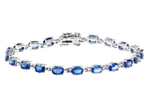 Blue Kyanite Rhodium Over Sterling Silver Bracelet 11.97ctw