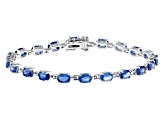 Blue Kyanite Rhodium Over Sterling Silver Bracelet 11.97ctw