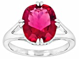 Red Lab Created Bixbite Rhodium Over Sterling Silver Solitaire Ring 3.80ct