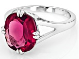 Red Lab Created Bixbite Rhodium Over Sterling Silver Solitaire Ring 3.80ct