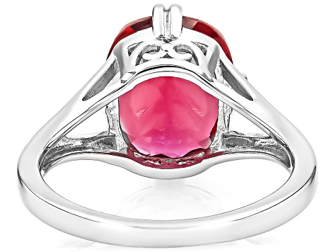 Red Lab Created Bixbite Rhodium Over Sterling Silver Solitaire Ring 3.80ct