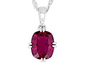 Lab Created Bixbite Rhodium Over Sterling Silver Solitaire Pendant With Chain 2.25ct