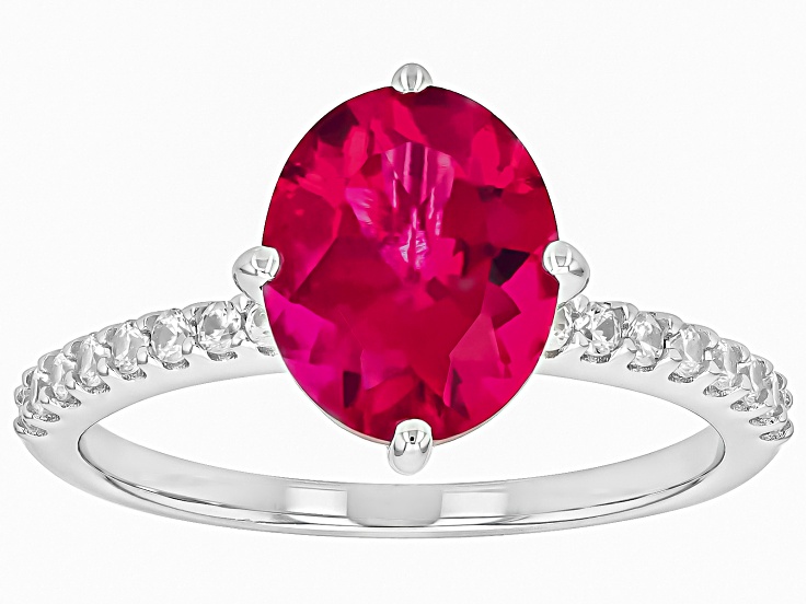 Lab Created Bixbite Rhodium Over Sterling Silver Ring 2.18