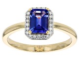 Blue Tanzanite With White Diamond 10k Yellow Gold Ring 0.94ctw