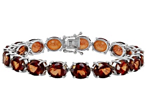 Red Labradorite Rhodium Over Sterling Silver Tennis Bracelet 42.88ctw