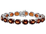 Red Labradorite Rhodium Over Sterling Silver Tennis Bracelet 42.88ctw