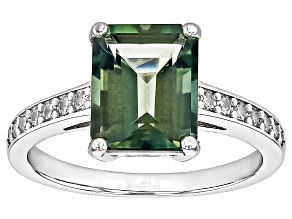 Green Labradorite Rhodium Over Sterling Silver Ring 2.96ctw