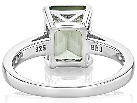 LORO shape ring 08（color：silver） Green Labradorite Rhodium Over Sterling Silver Ring 2.96ctw