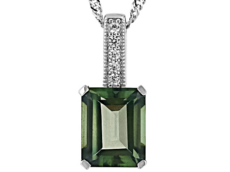 Green Labradorite Rhodium Over Sterling Silver Pendant With Chain 2.72ctw