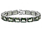 Green Labradorite Rhodium Over Sterling Silver Tennis Bracelet 48.79ctw