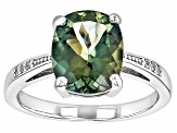 Green Labradorite Rhodium Over Sterling Silver Solitaire Ring 2.96ctw